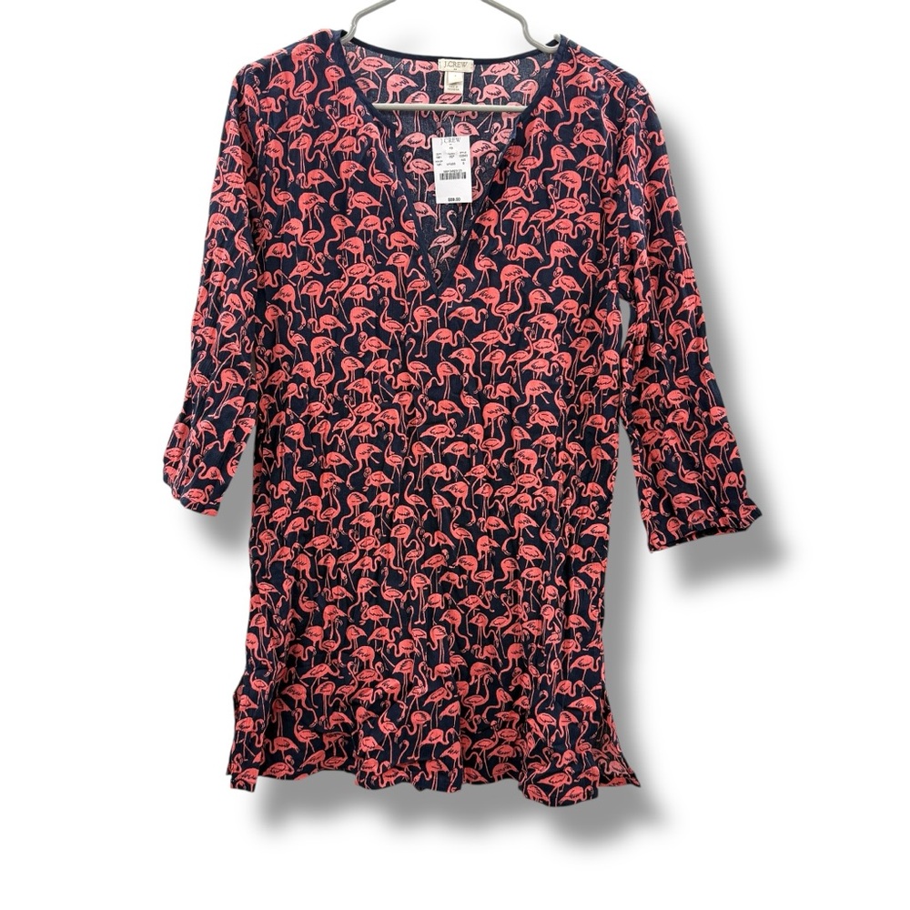 J.Crew Factory NWT Tissue Tunic Swim Coverup Women’s Size‎ Small Flamingo Print
